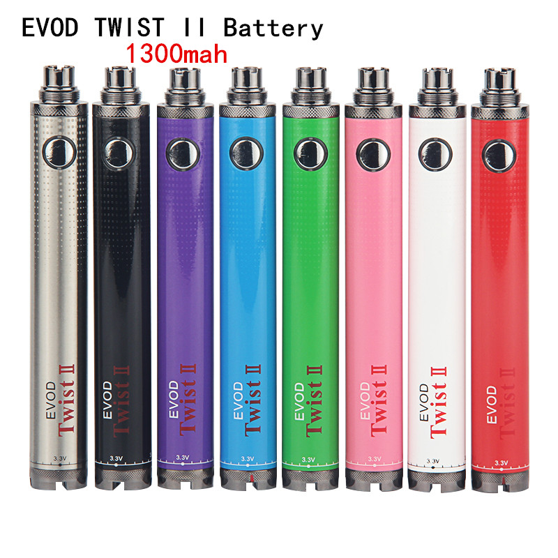 EVOD 2 TWIST II Vaporizer VV Rechargeable Battery 1300mAh 3.2V-4.8V Vape Pen Adjustable Variable Voltage Push Button 510 Thread E Cigs
EVOD 2 TWIST II Vaporizer VV Rechargeable Battery 1300mAh 3.2V-4.8V Vape Pen Adjustable Variable Voltage Push Button 510 Thread E Cigs