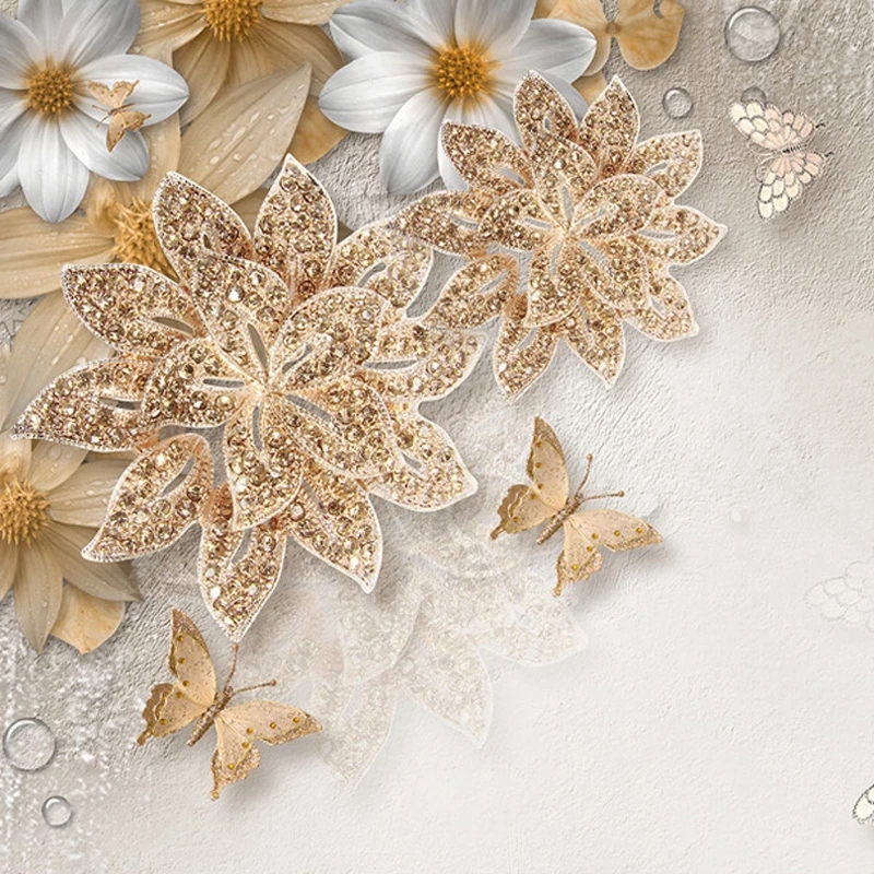 Custom Mural Wallpaper Bedroom Walls 3D Luxury Gold Jewelry Flower Butterfly Background Wall Home Decor Living Room Waterproof
Custom Mural Wallpaper Bedroom Walls 3D Luxury Gold Jewelry Flower Butterfly Background Wall Home Decor Living Room Waterproof