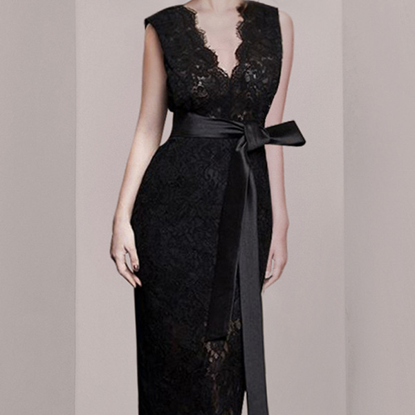 Runway Summer Sheath Party Dress Vintage Women Sleeveless Lace Hollow Out Bodycon Dress Sexy White V Neck Sashes Dress 210518