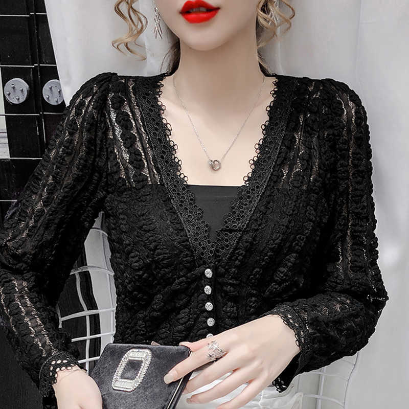 Long Sleeve V-Neck Blouse Women Blusas Mujer De Moda Sexy Hollow Lace Blouse Shirt Tops Blusa Womens Tops And Blouses D803 210602, Black
Long Sleeve V-Neck Blouse Women Blusas Mujer De Moda Sexy Hollow Lace Blouse Shirt Tops Blusa Womens Tops And Blouses D803 210602, Black