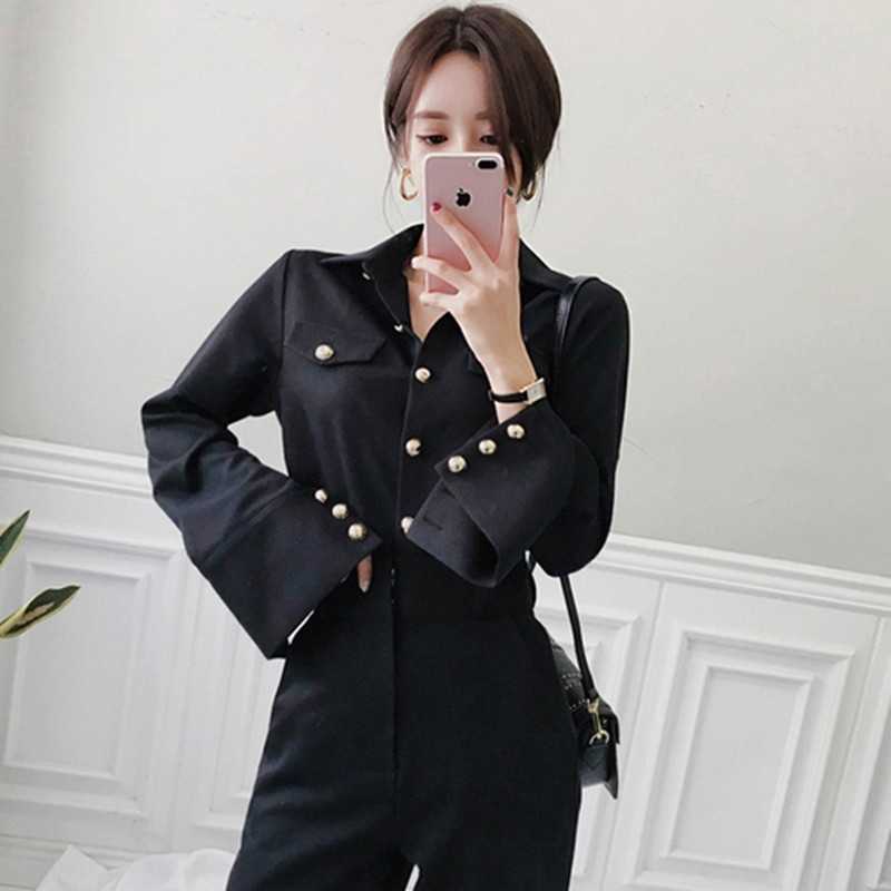 Vintage Black Single Breasted Blouse & High Waist Full Pants OL Style 2 Pieces Set Elegant Spring Work Business Women 210525, Top
Vintage Black Single Breasted Blouse & High Waist Full Pants OL Style 2 Pieces Set Elegant Spring Work Business Women 210525, Top