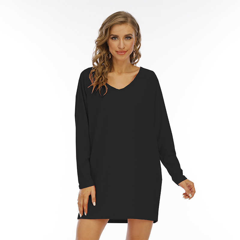 Women Dress V Neck Solid Color Long Sleeve Summer Simplicity Casual Loose Streetwear Beach Above Knee Plus Size Ladies Dresses 210608, Light blue
Women Dress V Neck Solid Color Long Sleeve Summer Simplicity Casual Loose Streetwear Beach Above Knee Plus Size Ladies Dresses 210608, Light blue