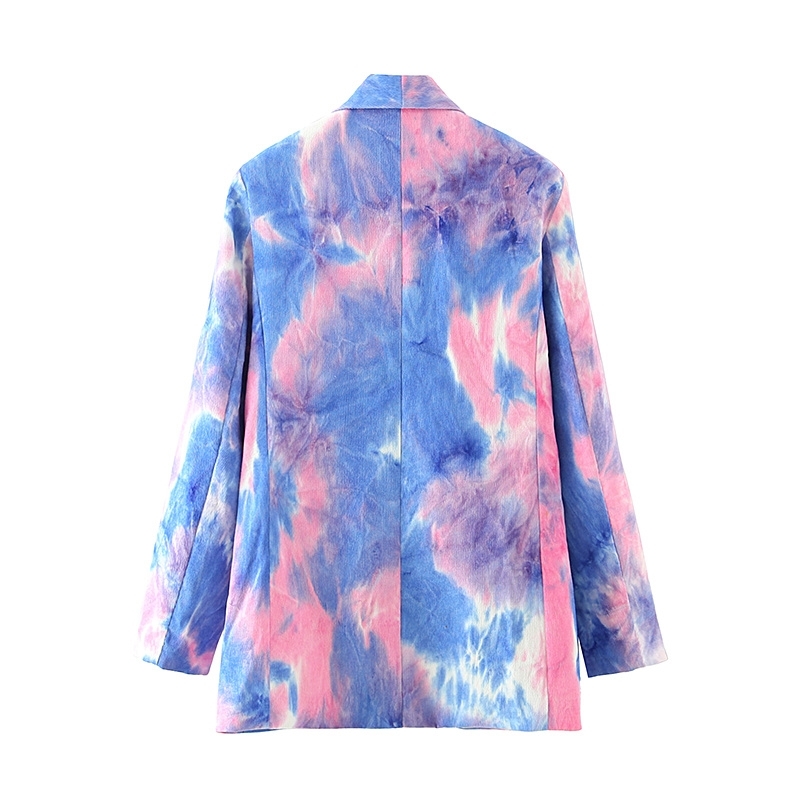 vintage women stylish tie dye blazer jackets fashion ladies elegant slim suits casual female double breasted suit chic 210430