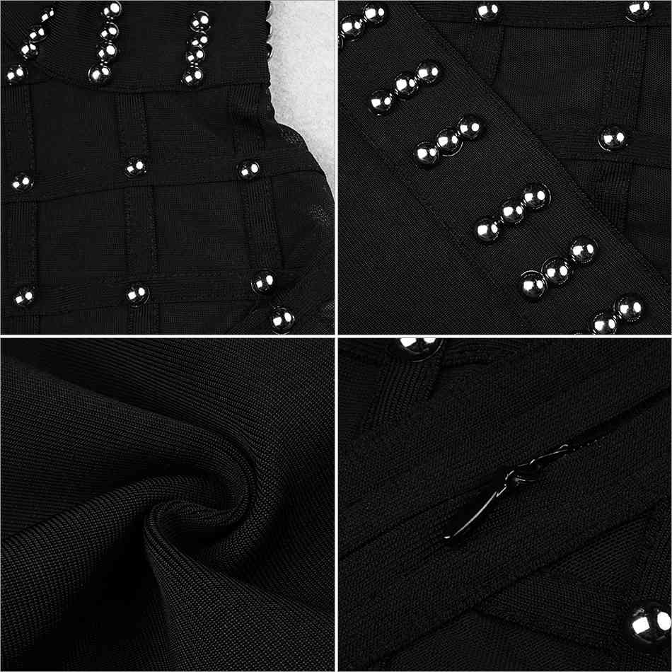 Winter Women Long Sleeve Beading Bandage Dress Sexy Lace Turtleneck Bodycon Club Celebrity Runway Party Dresses 210423