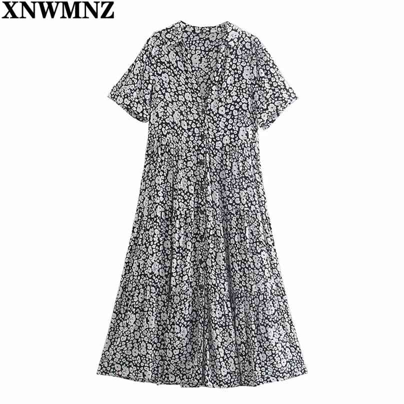 women Fashion Black White printed midi dress Female v-neck short sleeve button flared hem summer dresses robe 210520
women Fashion Black White printed midi dress Female v-neck short sleeve button flared hem summer dresses robe 210520