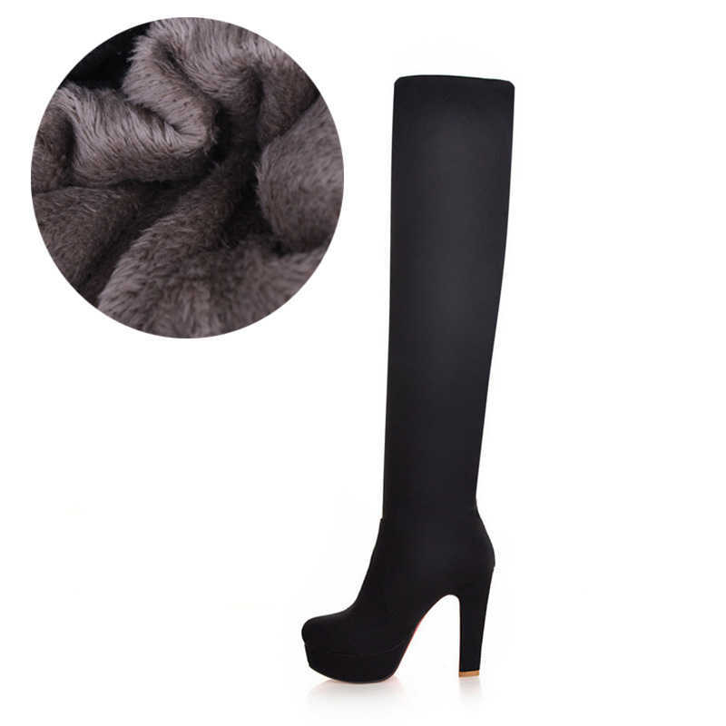 Fashion Female Over The Knee Boots Winter High Women Platform Heels Long Ladies Shoe Plus Size 47 210911