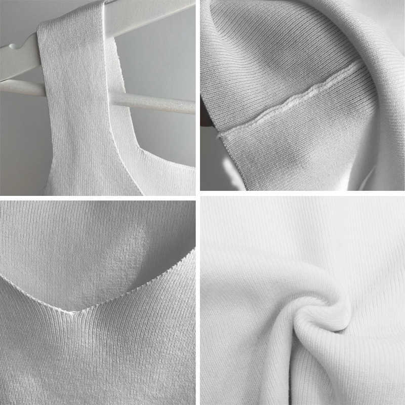 GOPLUS Sexy V Neck Knitted Crop Top Women's Shirt Plus size Tank Top Underwear Women Casual Streetwear Clothing For Women 210625