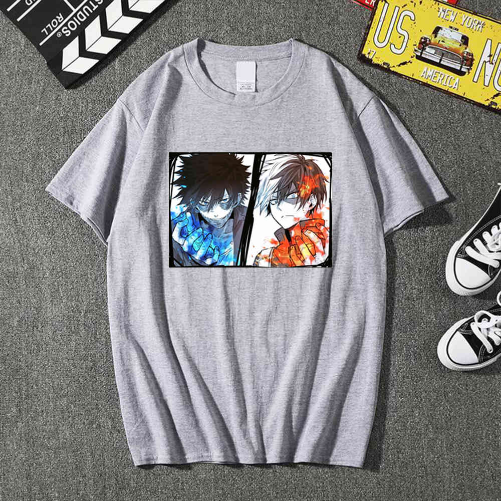 Men's Shirt Harajuku T-Shirt Men Anime T Shirt My Hero Academia Dabi Shoto Todoroki Anime Tops Tees Y0526
