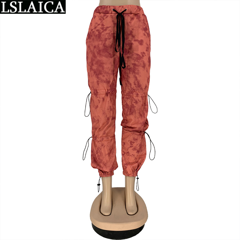Woman Pants Casual Fashion Drawstring Printing Pocket All Match Sweatpants Women Elastic Waist Streetwear Femme Pantalon 210515