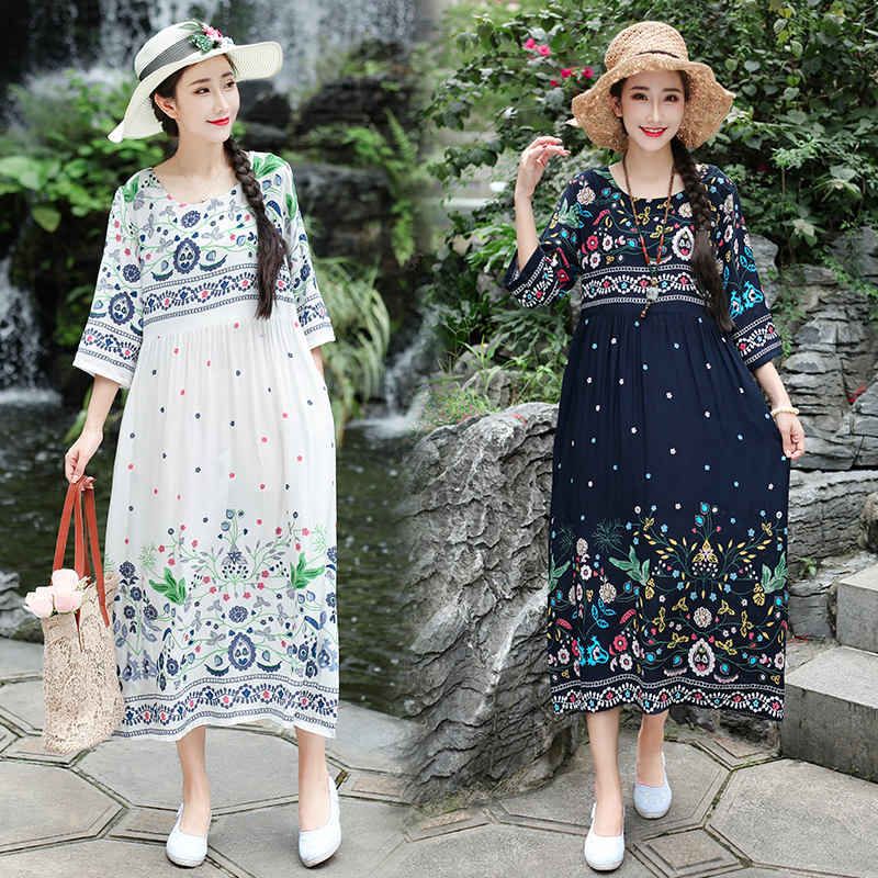 Brocade Cotton Thin Soft Holiday Travel Casual Dress Print Floral Loose Summer Dress Women Prairie Chic Midi Beach Style Dress, Green
Brocade Cotton Thin Soft Holiday Travel Casual Dress Print Floral Loose Summer Dress Women Prairie Chic Midi Beach Style Dress, Green