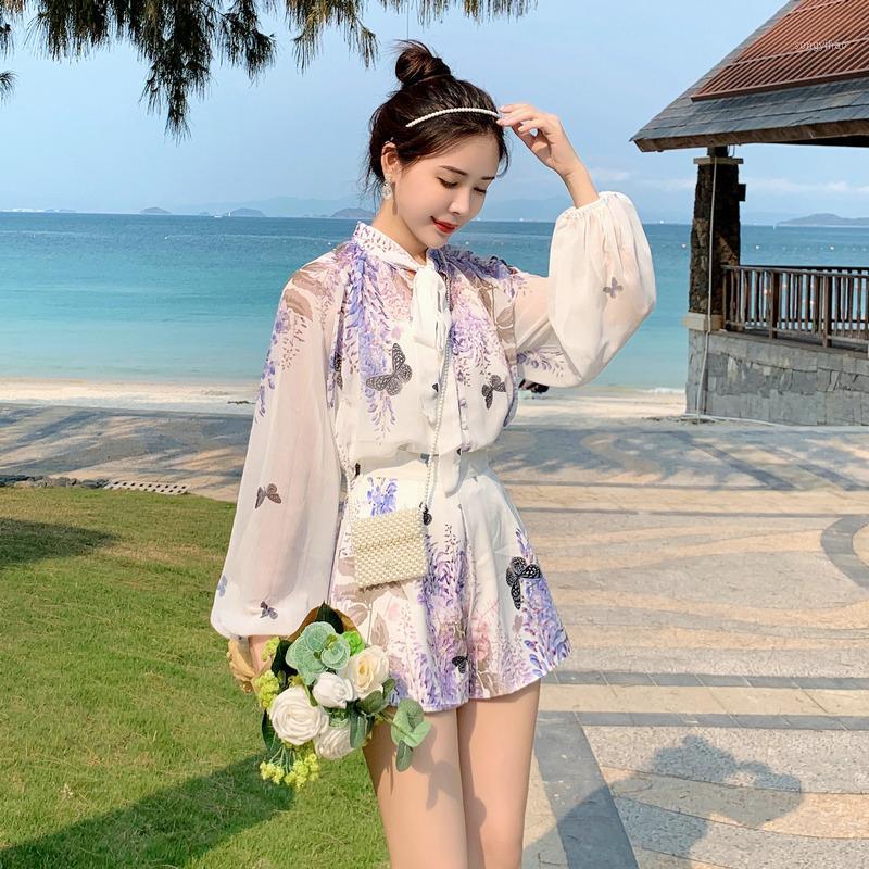 So Beautiful Floral Butterfly Print Chiffon Shirt Women Top Puff Sleeve+shorts 2 Pieces Set Clothing Summer Strap Women' Tracksuits, Multi
So Beautiful Floral Butterfly Print Chiffon Shirt Women Top Puff Sleeve+shorts 2 Pieces Set Clothing Summer Strap Women' Tracksuits, Multi