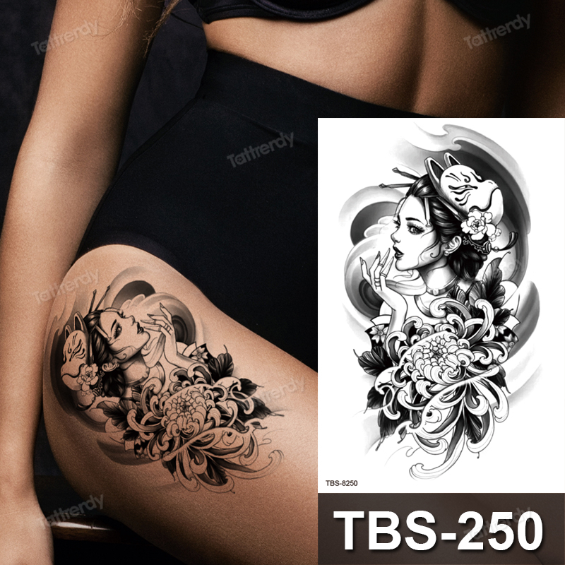 

Waterproof Temporary Tattoos sticker tattoo stickers arm fake sleeve tatoo wrist men shoulder tatoos for boys women sexy body art big size black henna flower wolf