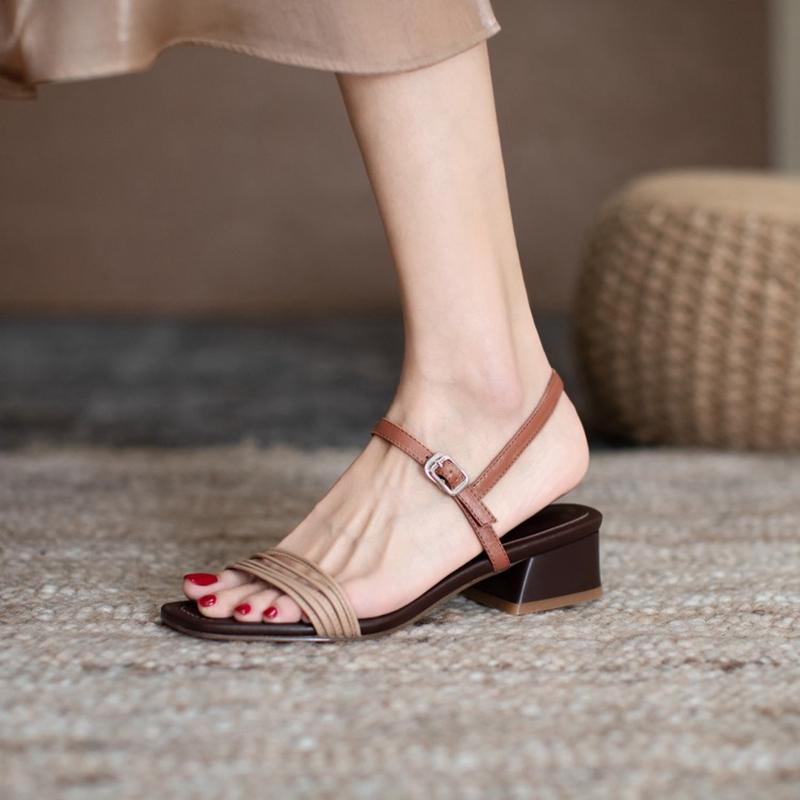 Summer Women Shoes Square Toe Chunky Heel Leather Sandals Concise Solid Narrow Band Buckle Strap For, Beige
Summer Women Shoes Square Toe Chunky Heel Leather Sandals Concise Solid Narrow Band Buckle Strap For, Beige