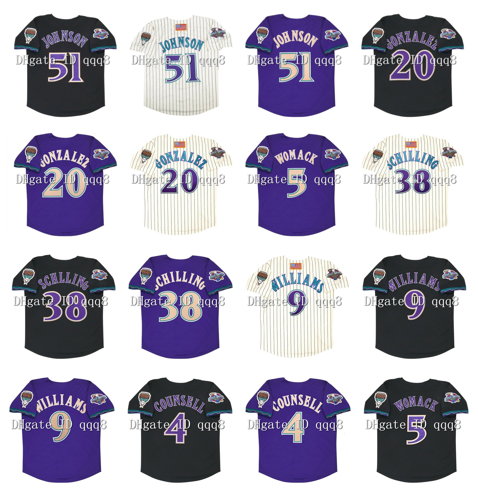 Vintage 2001 Arizona Baseball Jersey 51 Randy Johnson 20 Luis Gonzalez 9 Matt Williams 4 Craig Counsell 38 Curt Schilling 5 Tony Womack Cream Black Black Jersey, As pic
Vintage 2001 Arizona Baseball Jersey 51 Randy Johnson 20 Luis Gonzalez 9 Matt Williams 4 Craig Counsell 38 Curt Schilling 5 Tony Womack Cream Black Black Jersey, As pic