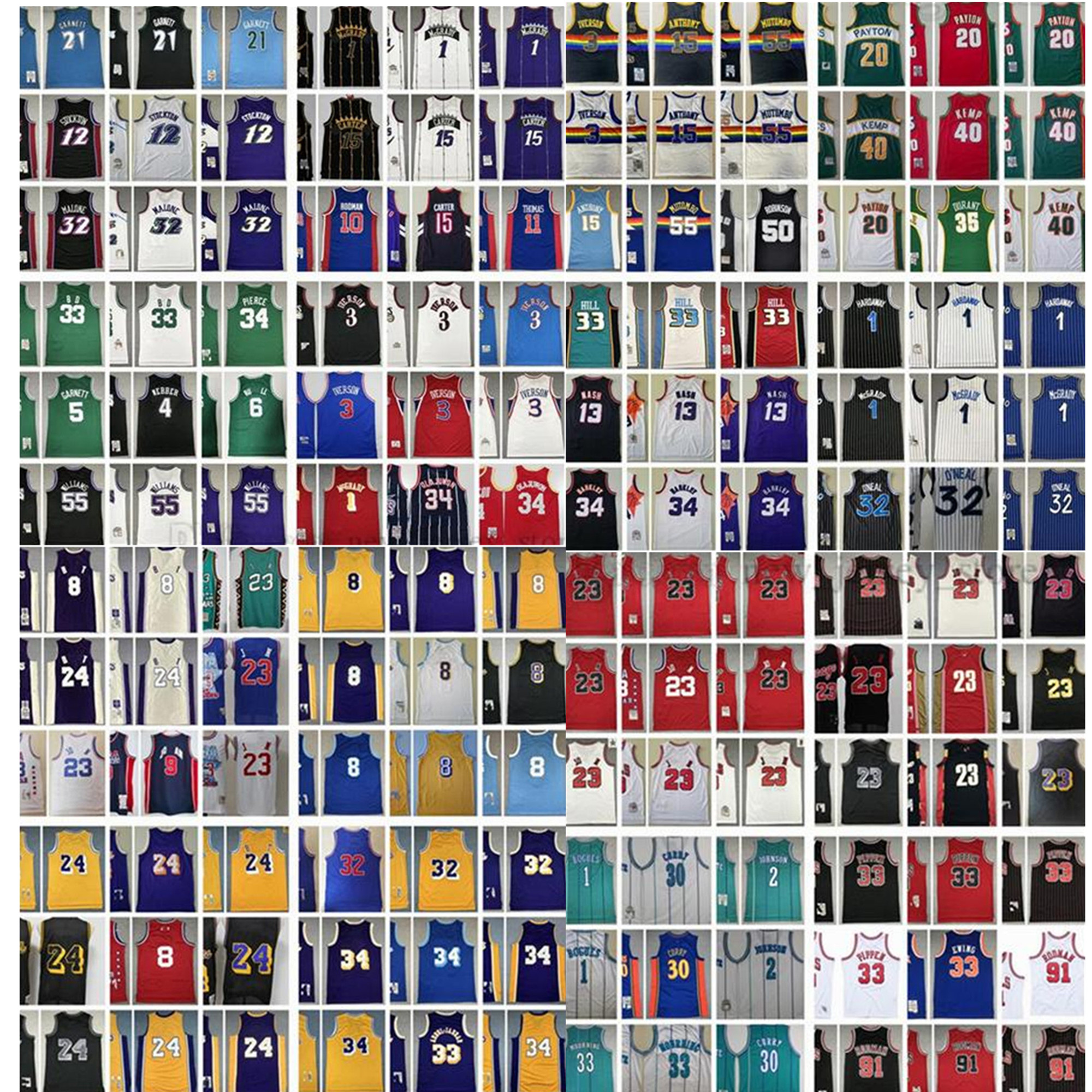 

Mitchell and Ness Retro Michael Stitched Basketball Jerseys Iverson Pippen Rodman McGrady Garnett Malone Mutombo Bibby Stockton Kemp Payton Barkley Nash Jersey, Select number of picture