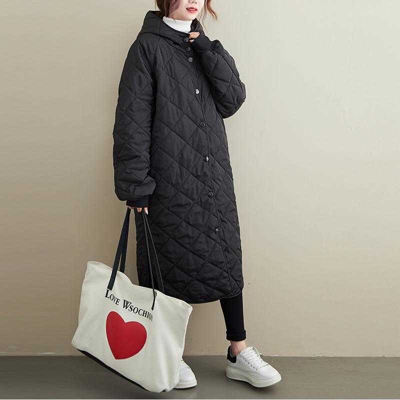 Oversized Long Hooded Jacket Winter Warm Coat Black Loose Woman Coats and Jackets Overcoat Womens Clothing Femme 210819