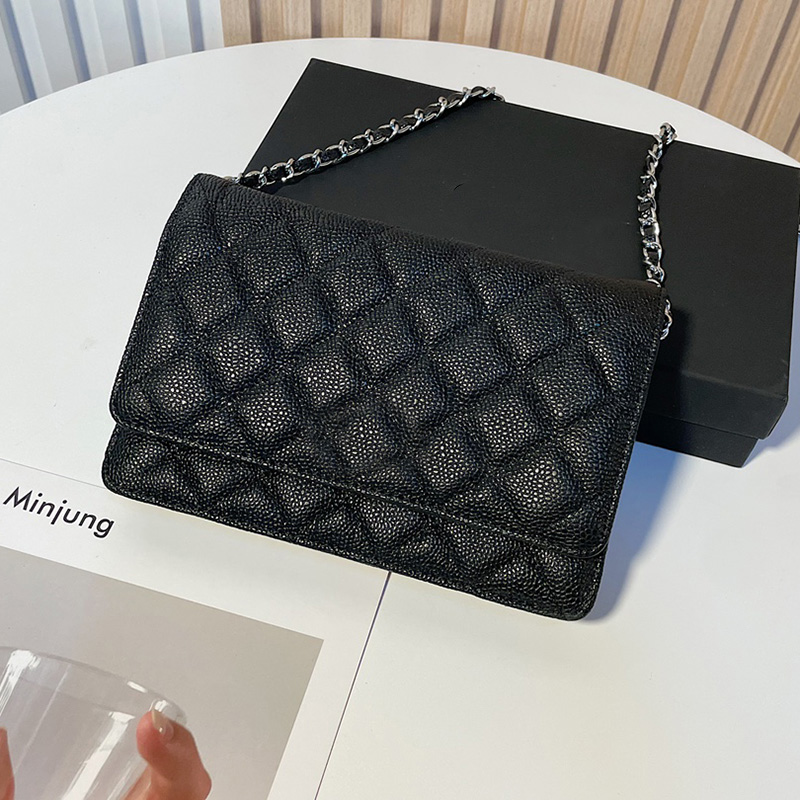 Early Fall Womens Calfskin Caviar Leather Bags Wallet With Matelasse Chain Crossbody Shoulder Quilted Card Holder Clutch Purse, Black
Early Fall Womens Calfskin Caviar Leather Bags Wallet With Matelasse Chain Crossbody Shoulder Quilted Card Holder Clutch Purse, Black
