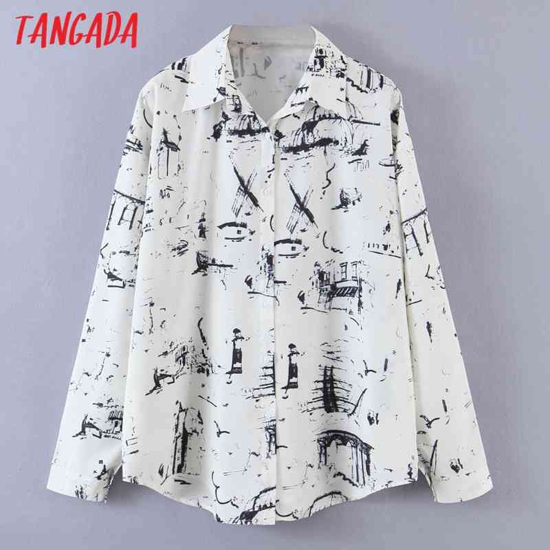 Spring Women Print Blouse Long Sleeve Chic Female Office Lady Shirt Blusas Femininas SL550 210416