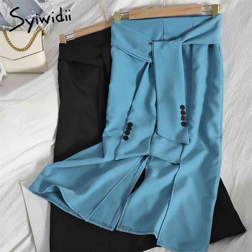Bandage High Waist Midi Skirts Women Breasted Back Zipper Slit A-Line Blue Black Summer Clothes Korean Fashion 210607
Bandage High Waist Midi Skirts Women Breasted Back Zipper Slit A-Line Blue Black Summer Clothes Korean Fashion 210607