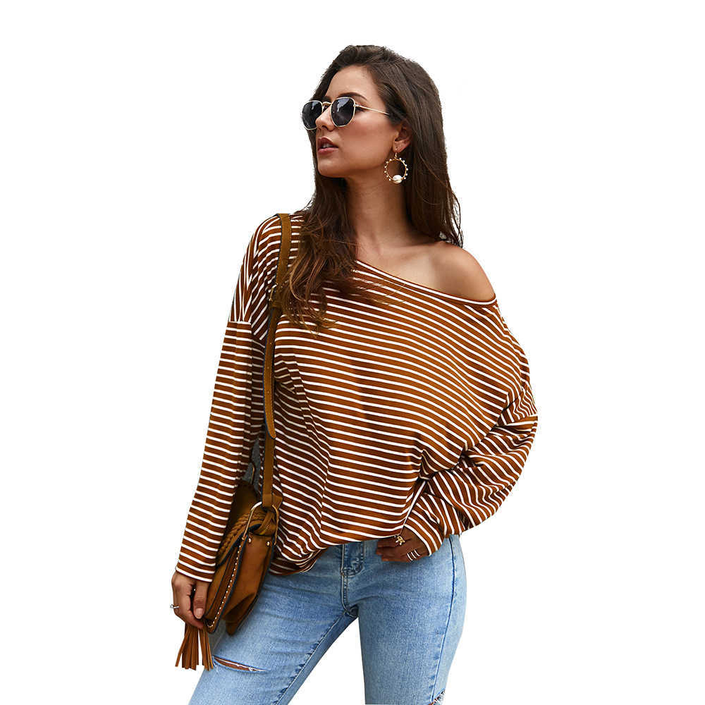 Vintage Striped Women Blouses Casual Loose O-Neck Long Sleeve Harajuku Shirt Plus Size W908 210526