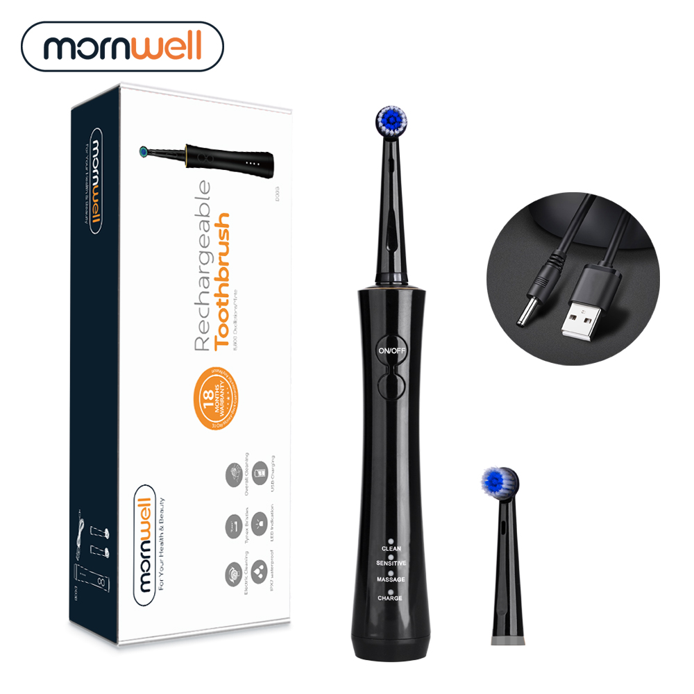 Mornwell Electric Rotating Toothbrush Adult Timer Brush USB Rechargeable Electric Tooth Brushes with 2pcs Replacement Brush Head
Mornwell Electric Rotating Toothbrush Adult Timer Brush USB Rechargeable Electric Tooth Brushes with 2pcs Replacement Brush Head