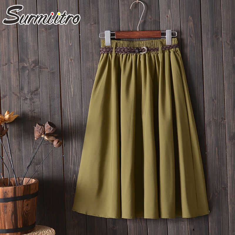 Surmiitro Knee Length Midi Summer Skirt Women With Belt Korean Ladies Blue Black Red High Waist Pleated School Skirt Female 210708
Surmiitro Knee Length Midi Summer Skirt Women With Belt Korean Ladies Blue Black Red High Waist Pleated School Skirt Female 210708