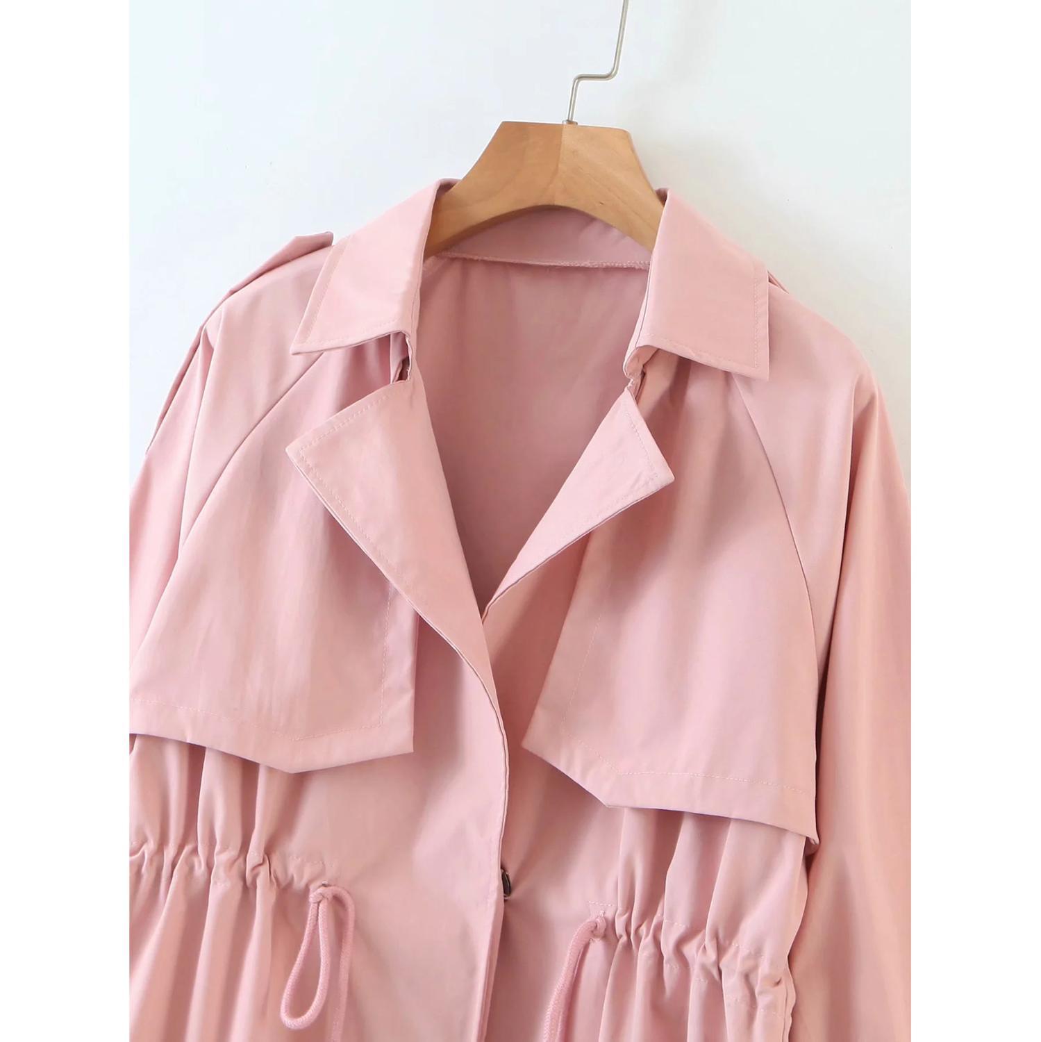 women solid casual jacket fashion ladies puff sleeve turn down collage pockets jackets chic female streetwear 210521