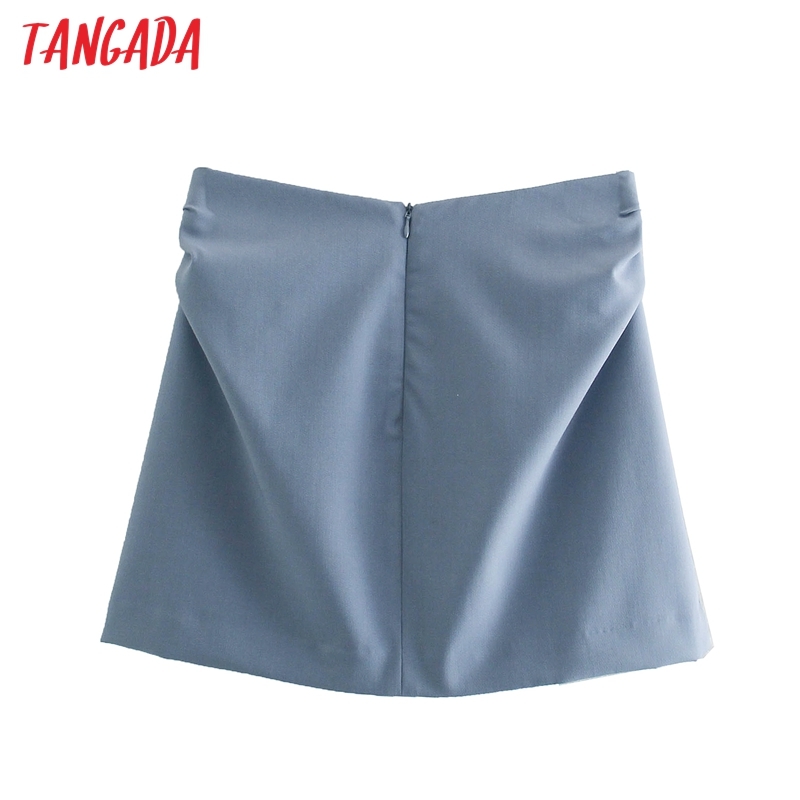 Women Side Pleated Solid Skirts Faldas Mujer Zipper French Style Female Mini Skirt BE419 210416