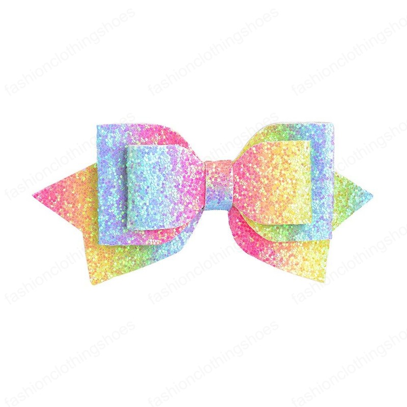 Baby Girls Bow Glitter Barrettes Children Kids Paillette hairpins Clips With Metal Teeth Clip Boutique Bows Shiny Hair Accessories 5 Inch