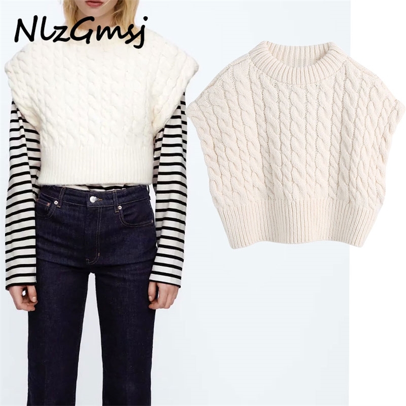 Sweater Women Cropped Sleeveless Vest Winter Warm Cable Knit Female Knitted Pullover 210628, As picture
Sweater Women Cropped Sleeveless Vest Winter Warm Cable Knit Female Knitted Pullover 210628, As picture
