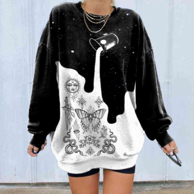Yskkt Sweatshirt Women Colorful Pullover Tops Spring Autumn Fashion Streetwear Oversized Loose Shirt Pullover Sweatshirts 211108