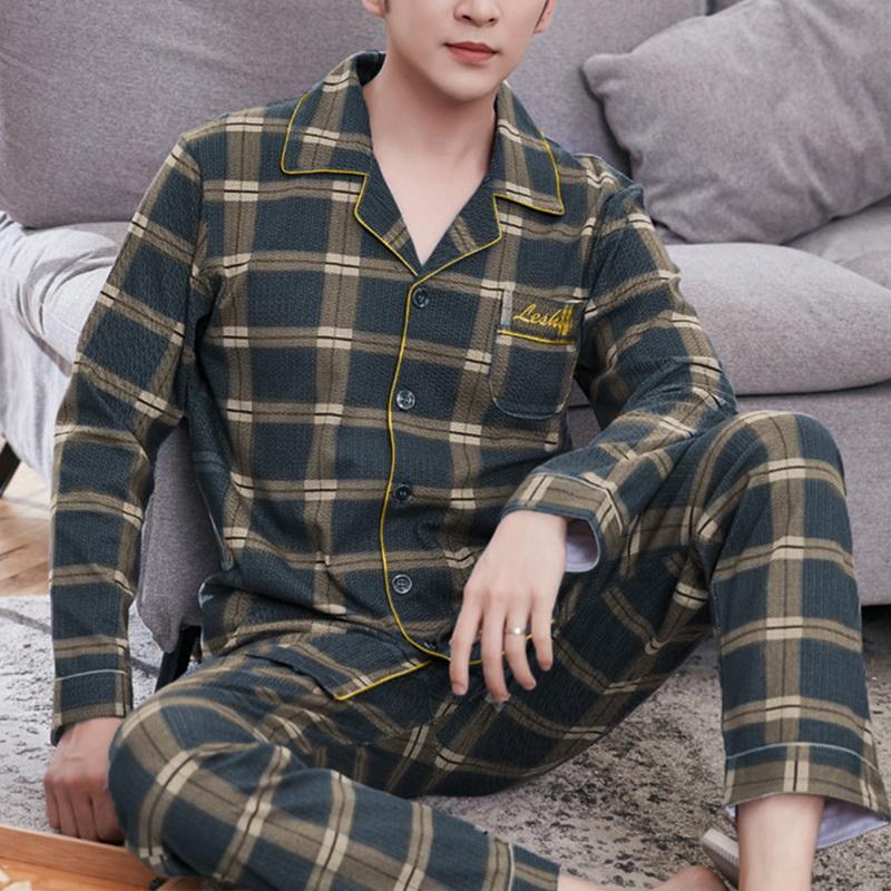Men's Sleepwear Pajamas Suits Casual Striped Cotton Long-sleeved Tops And Pants Home Wear, Black;brown
Men's Sleepwear Pajamas Suits Casual Striped Cotton Long-sleeved Tops And Pants Home Wear, Black;brown