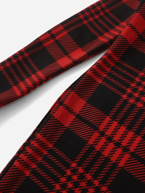 Girls Plaid Print Square Neck Dress SHE