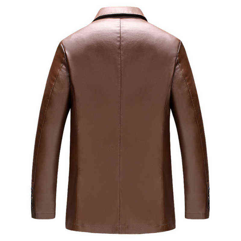 Spring Autumn Men's Leather Jacket Casual PU Blazer Jacket Male Single Breasted Slim Fit Mens Leather Jackets Coats Black Blue 211111