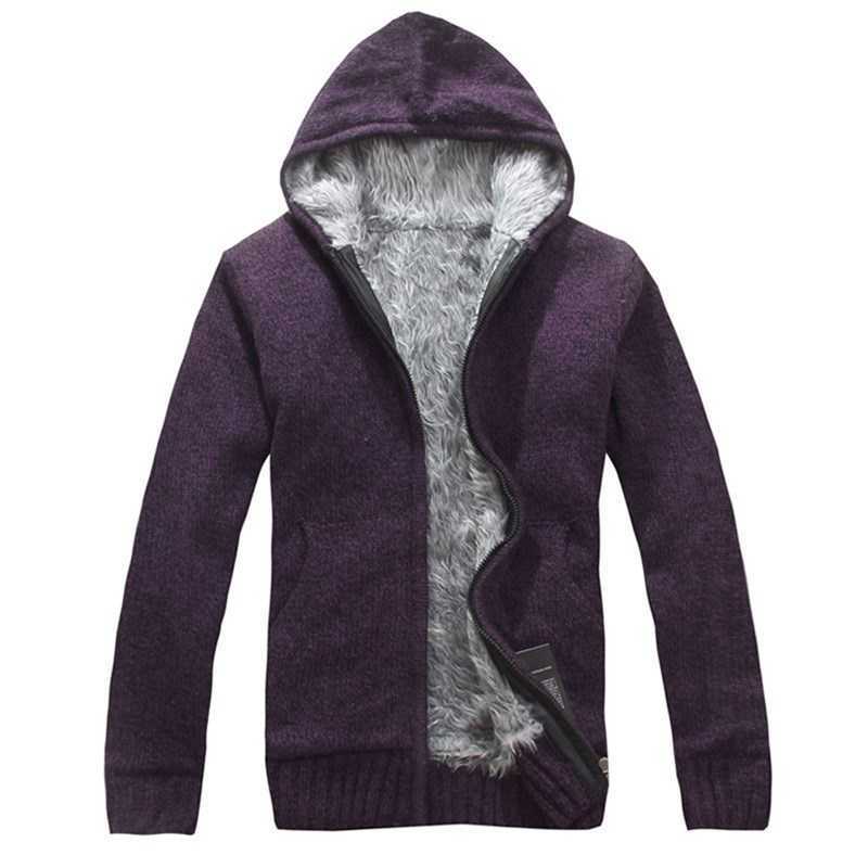 Autumn Winter Men's Thick Sweatercoat Collar Zipper Sweater Coat Outerwear Winter Fleece Cashmere Liner SweatersTurn-down Collar 210818