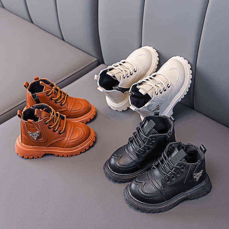 Kids Shoes Winter Baby Boots Fashion Leather Snow Boots Non-slip Casual Boys Girls Short Booties STP061 211108