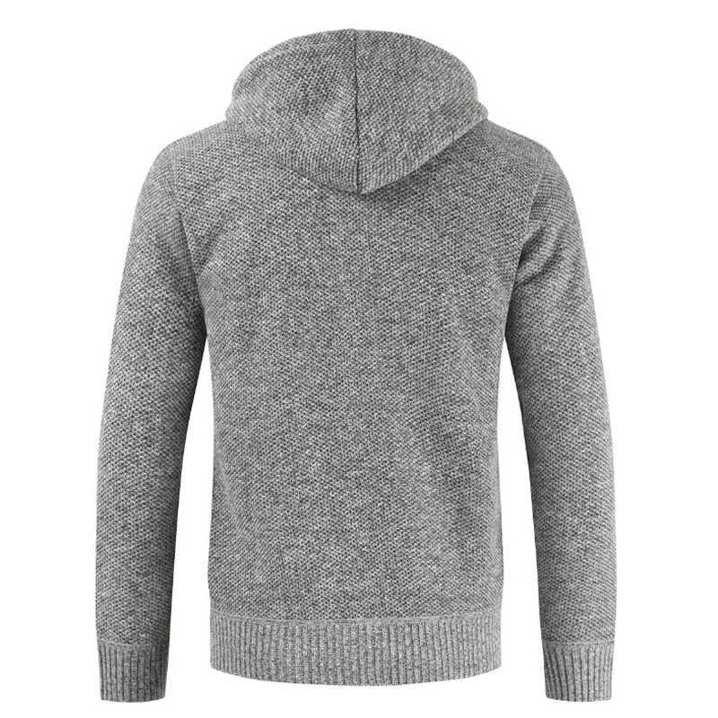 Men Autumn Casual Thick Warm Hooded Sweater Cardigan Jumper Men Winter Fashion Loose Fit Fleece Sweaters Knit Jacket 211018