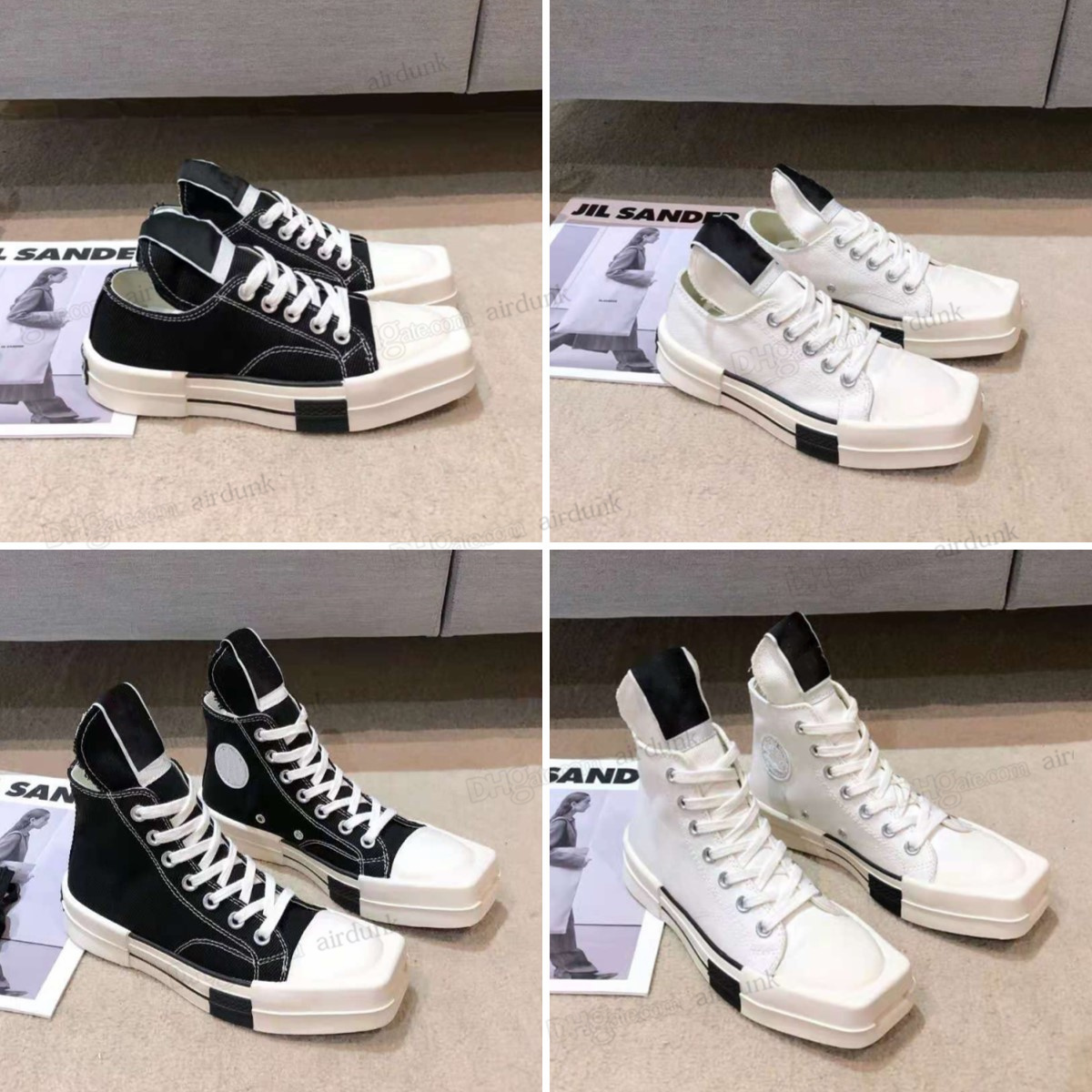 Designer Breathable womens Rick Square Head Twill Canvas shoes Low Dark Owens Sneaker woman High Top Boots Fashion Sneakers Black white Lace Up Con Comfortable sole, I need look other product
Designer Breathable womens Rick Square Head Twill Canvas shoes Low Dark Owens Sneaker woman High Top Boots Fashion Sneakers Black white Lace Up Con Comfortable sole, I need look other product