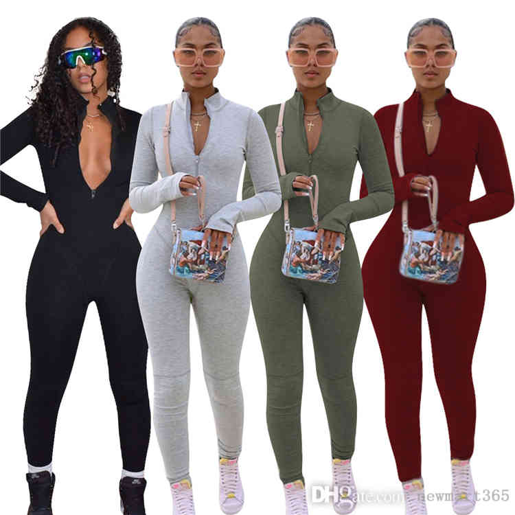 Women Jumpsuits Tracksuits Fashion Solid Color Sportswear Rompers Zipper Design Long Sleeve Skinny One-piece Bodysuit, Burgundy
Women Jumpsuits Tracksuits Fashion Solid Color Sportswear Rompers Zipper Design Long Sleeve Skinny One-piece Bodysuit, Burgundy