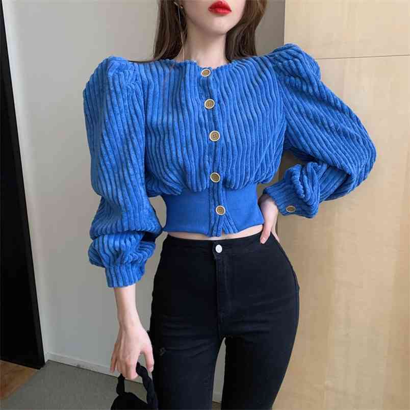 Spring Women Fashion Solid Color Corduroy Round Neck Single Breasted Long Puff Sleeve Casual Slim Short Jacket Coat Female 210519, Rose
Spring Women Fashion Solid Color Corduroy Round Neck Single Breasted Long Puff Sleeve Casual Slim Short Jacket Coat Female 210519, Rose