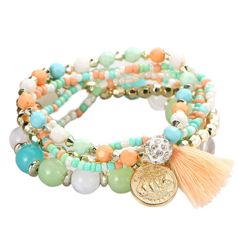 Vintage 6 PCS Little Beads Beauty Head Coin Tassel Multi-layer Bracelet for Women Bohemian Elastic Beaded Bracelet Jewelry Gifts, Black
Vintage 6 PCS Little Beads Beauty Head Coin Tassel Multi-layer Bracelet for Women Bohemian Elastic Beaded Bracelet Jewelry Gifts, Black