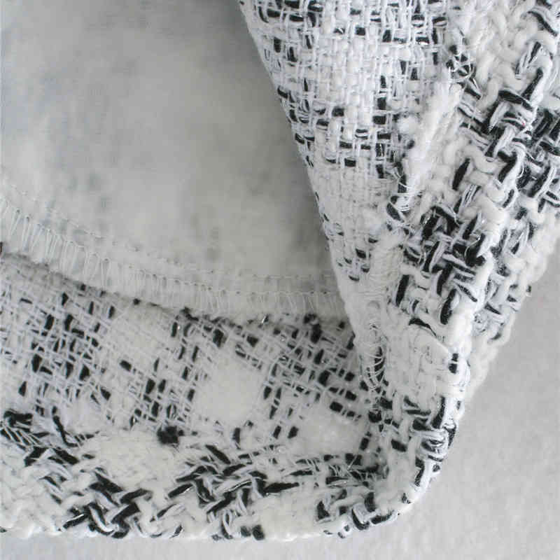 Evfer Women Fashion Plaid Autumn Hm White Long Jackets Chic Lady Casual Single Breasted Sleeve Winter Thick Coats Outwear 210421