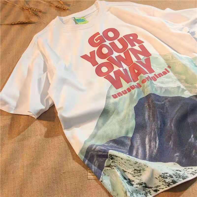 men women cotton airhood summer snow mountain print loose short-sleeved T-shirt round neck tees, Like the pictures
men women cotton airhood summer snow mountain print loose short-sleeved T-shirt round neck tees, Like the pictures