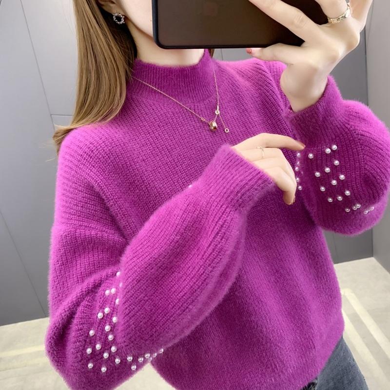 Women' Sweaters Imitation Mink Velvet Sweater Women 2022 Pullover Loose Knit Short Lantern Sleeve Tops Beading Bottoming Shirt Clothing, Orange
Women' Sweaters Imitation Mink Velvet Sweater Women 2022 Pullover Loose Knit Short Lantern Sleeve Tops Beading Bottoming Shirt Clothing, Orange