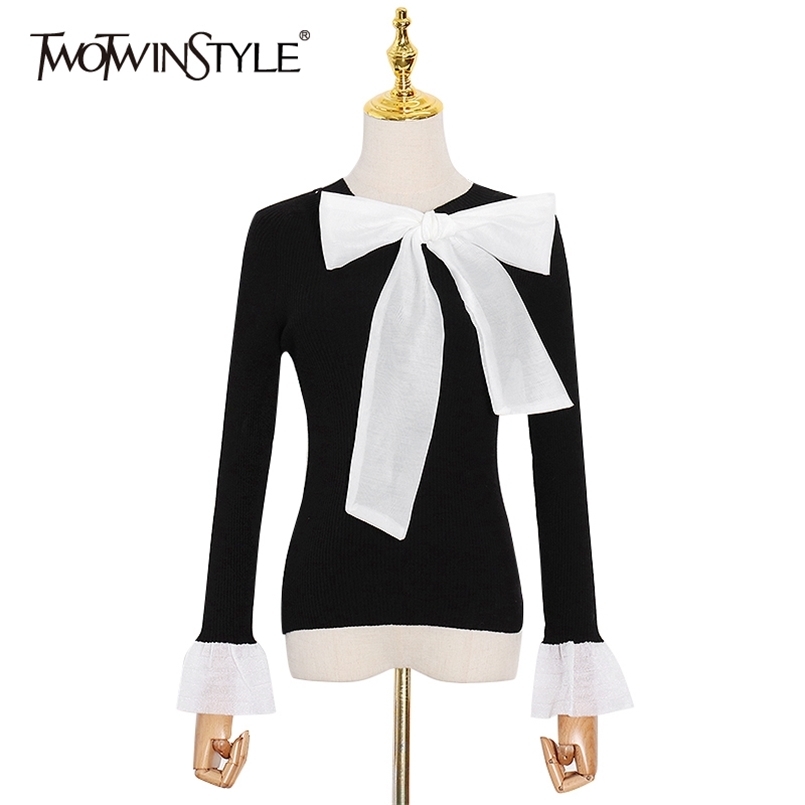 Patchwork Bowknot Slim Sweater For Women O Neck Long Sleeve Hit Color Elegant Sweaters Female Fashion 210524, White
Patchwork Bowknot Slim Sweater For Women O Neck Long Sleeve Hit Color Elegant Sweaters Female Fashion 210524, White