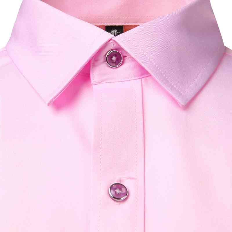 Pink Mens Dress Shirts Long Sleeve Bamboo Fiber Button Down Shirt Men Casual Slim Fit Non Iron Easy Care Wrinkle Free Shirt Male 210410