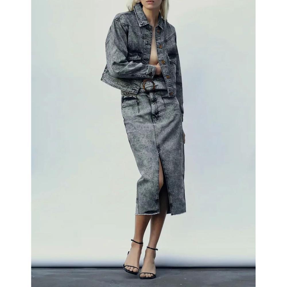 women date ZA denim cropped jacket full sleeve turn down collar pockets single breastes jackets chic female casual 210521, Blue
women date ZA denim cropped jacket full sleeve turn down collar pockets single breastes jackets chic female casual 210521, Blue