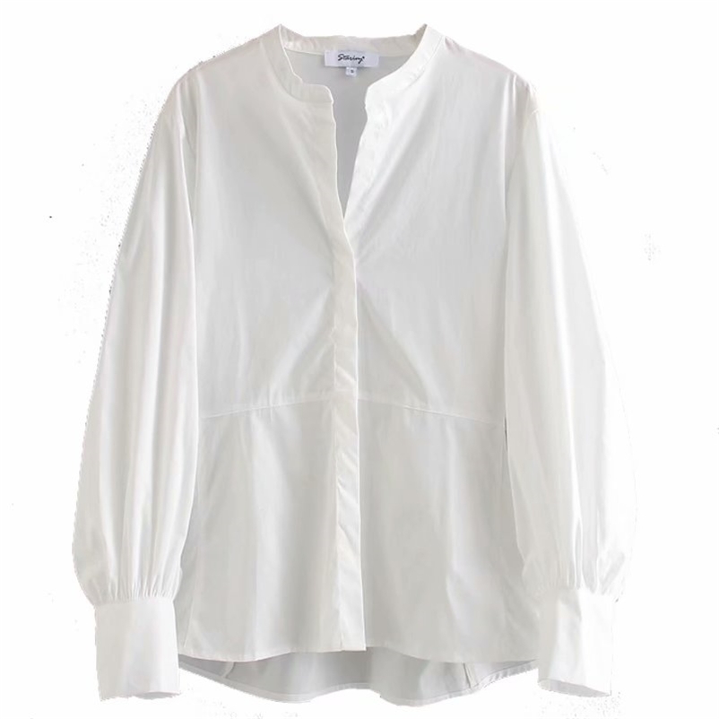 White cotton poplin shirt Office Lady Retro Tops Women Casual Long Sleeve Sexy V-neck Ruffles Blouse Elegant Boho Fl 210524
White cotton poplin shirt Office Lady Retro Tops Women Casual Long Sleeve Sexy V-neck Ruffles Blouse Elegant Boho Fl 210524
