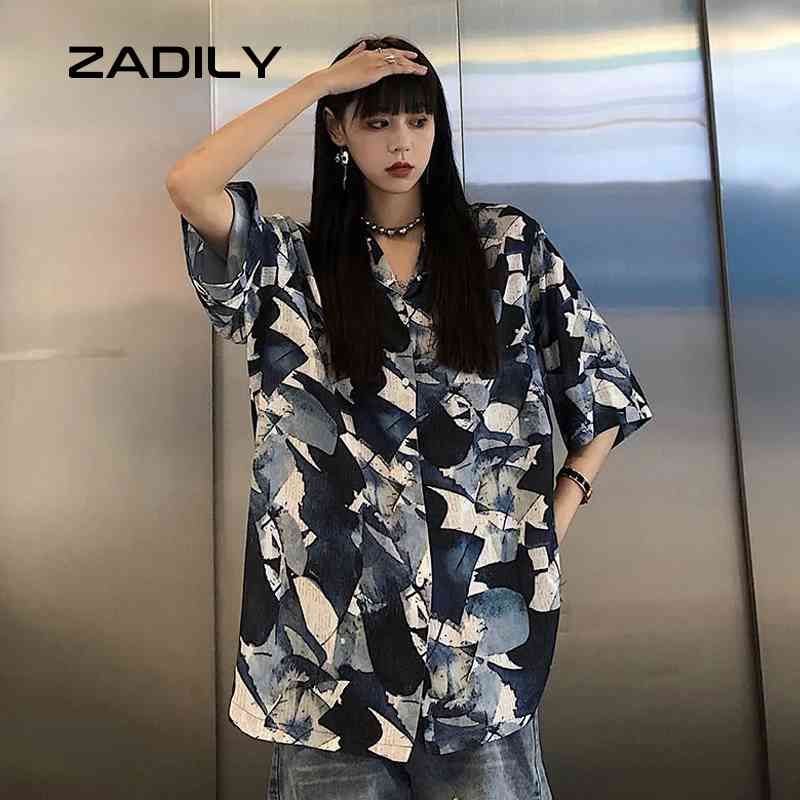 ZADILY Summer Street Style Short Sleeve Women Shirt Oversize Printing Button Up Loose Ladies Blouse Y2K Fashion Female Tops 210521, Sku
ZADILY Summer Street Style Short Sleeve Women Shirt Oversize Printing Button Up Loose Ladies Blouse Y2K Fashion Female Tops 210521, Sku