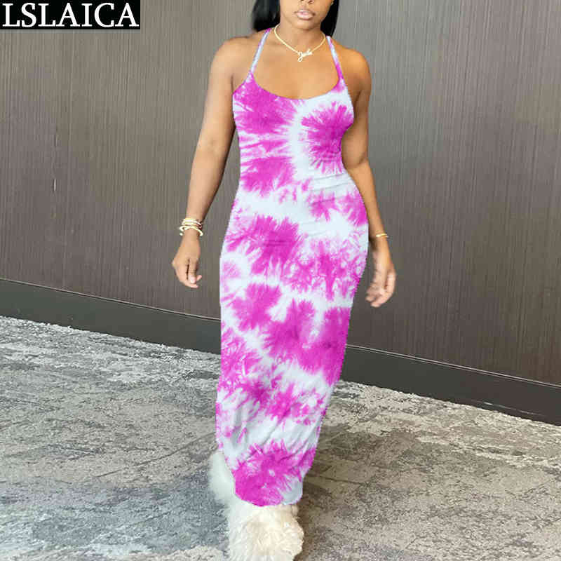 Multi-element Dress Print Casual Floor-Length Skinny Tie Dye for Women Fashion Slim Off Shoulder Sexy Clubwear Robe Longue 210515